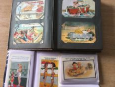 A COLLECTION OF COMIC POSTCARDS IN ALBUM AND TWO SMALL FOLDERS, TOM BROWNE, MCGILL,