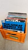 BOX OF ASSORTED RECORDS TO INCLUDE POPULAR MUSIC VINYL WHITE LABELS ETC.