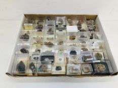 A COLLECTION OF APPROX 58 CRYSTAL AND MINERAL ROCK EXAMPLES TO INCLUDE NATROLITE,