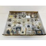 A COLLECTION OF APPROX 58 CRYSTAL AND MINERAL ROCK EXAMPLES TO INCLUDE NATROLITE,