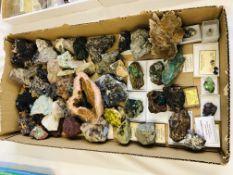 A COLLECTION OF APPROX 55 CRYSTAL AND MINERAL ROCK EXAMPLES TO INCLUDE GLAUCOPHANE,