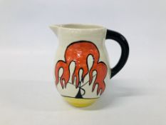 "THE DINGLE" OLD ELLGRRAVE POTTERY MILK JUG SIGNED BY LORNA BAILEY, H 13CM.