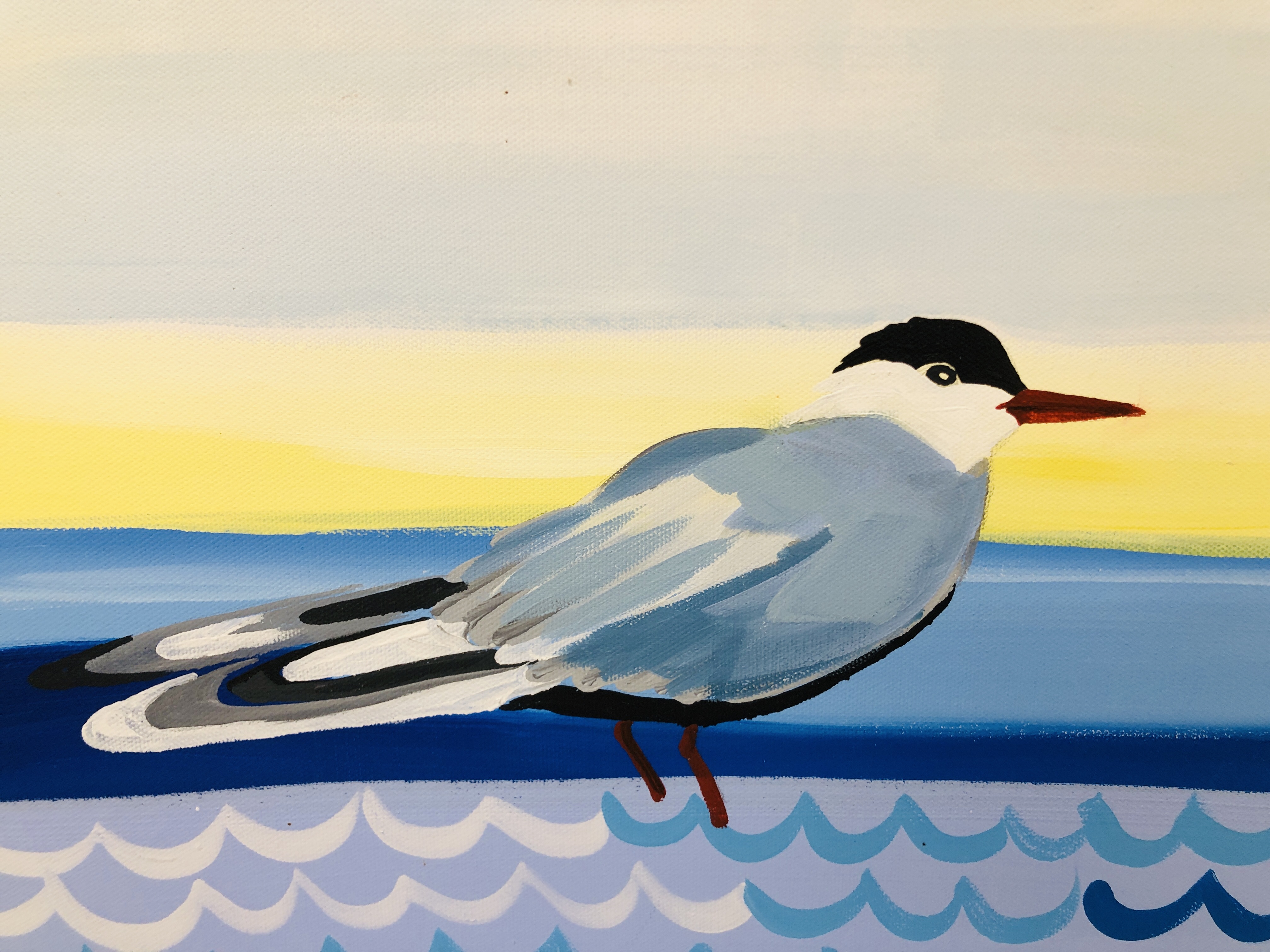 AN ORIGINAL ART WORK OIL ON CANVAS "SEAGULL" BEARING SIGNATURE SERENA HALL, W 41CM X H 51CM. - Image 2 of 3