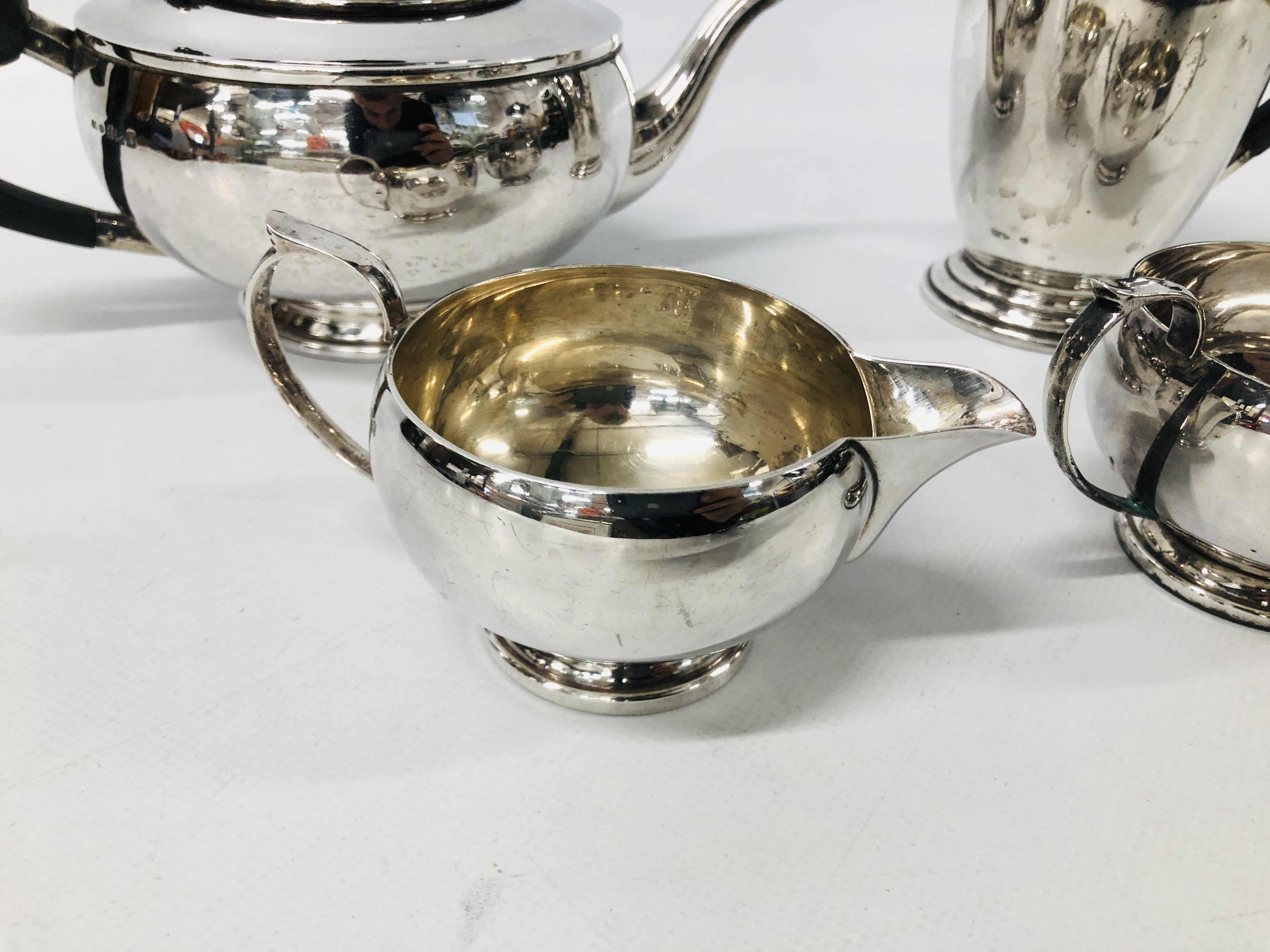 FOUR PIECE SILVER TEASET BIRMINGHAM 1945 MAKER G.B & Co (G.BRYAN & Co). - Image 3 of 7