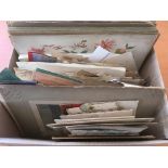 BOX WITH EPHEMERA, GREETINGS CARDS, CABINET AND CDV PHOTOS, BUSINESS CARDS,