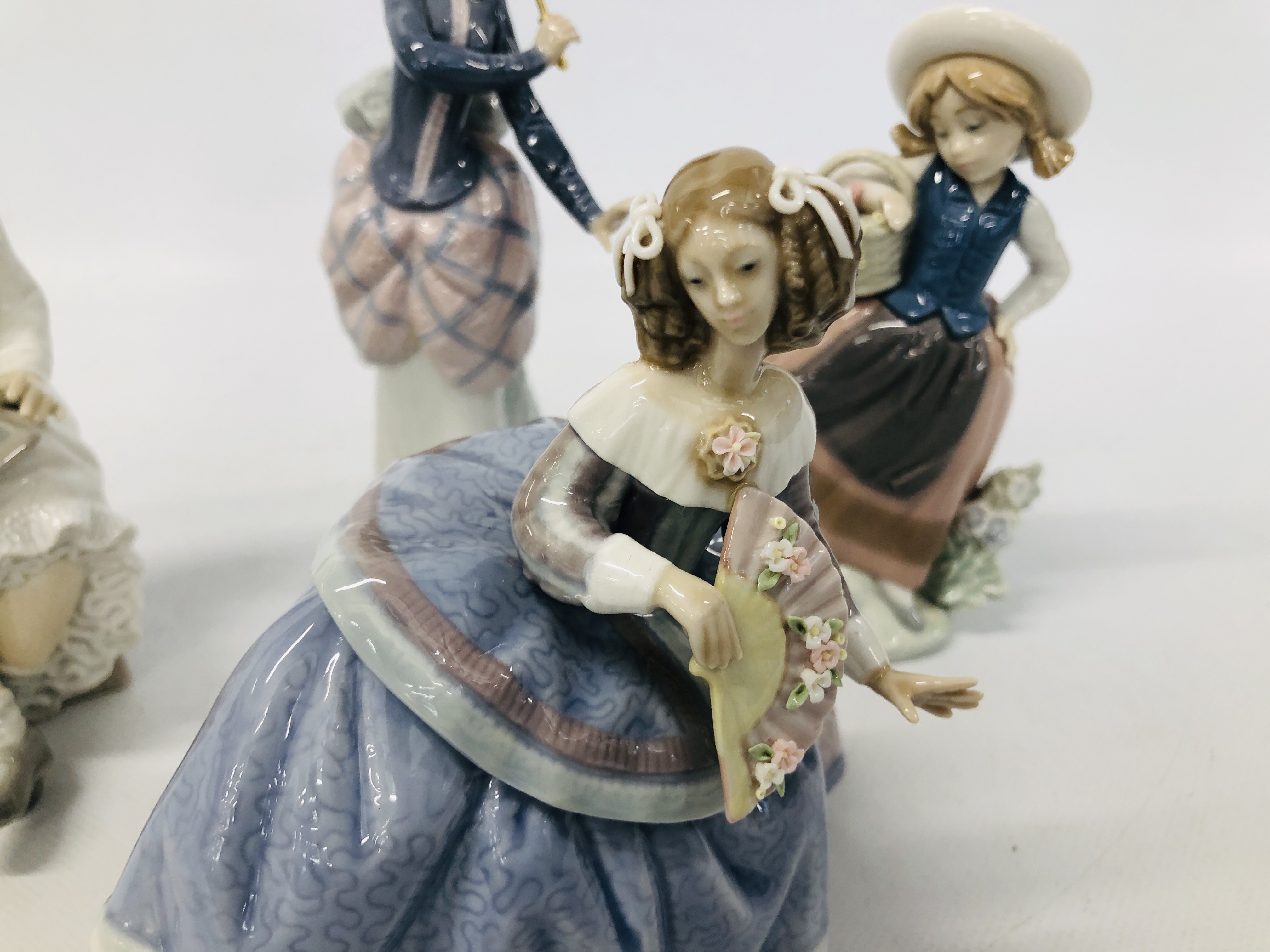 THREE LLADRO FIGURES TO INCLUDE LADY WITH A PARASOL, YOUNG GIRL AND FLOWER BASKET, - Image 2 of 6