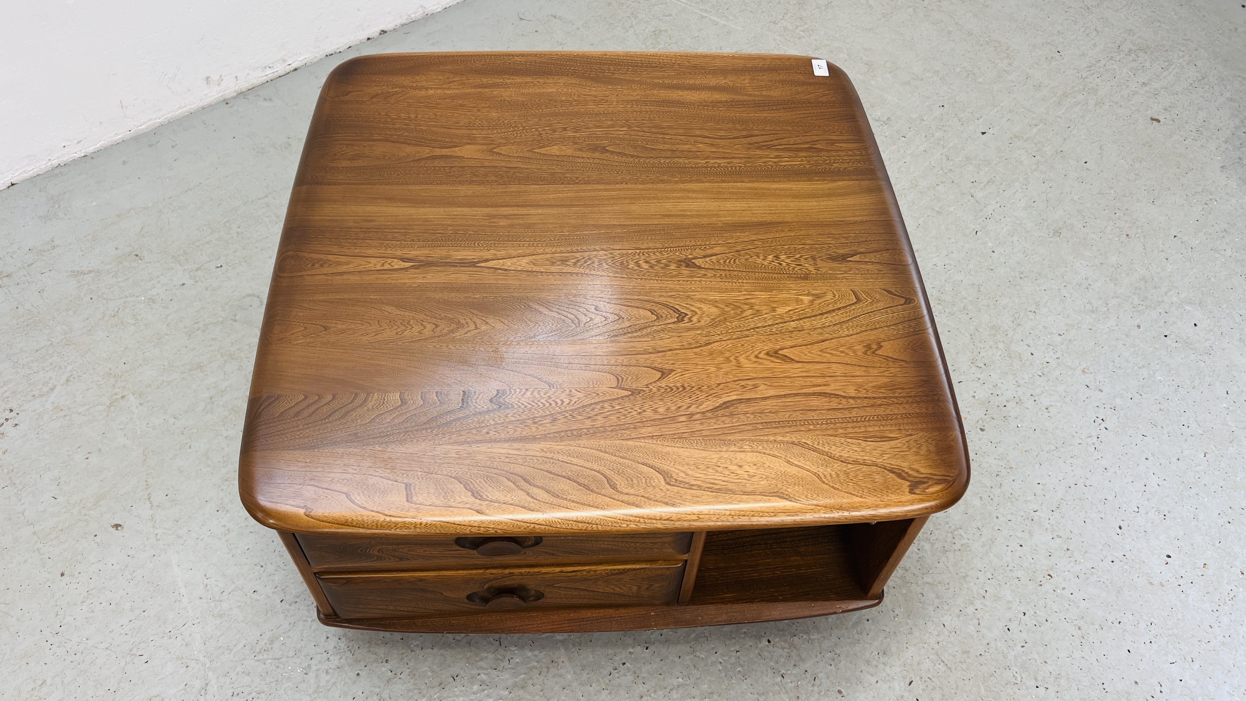 MID CENTURY ERCOL GOLDEN DAWN PANDORAS BOX COFFEE TABLE WITH TWO DRAWERS W 80CM, D 80CM, H 40CM. - Image 6 of 10
