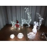 A COLLECTION OF 4 CHRISTMAS LED LIGHT DECORATIONS TO INCLUDE SANTA ON SLEIGH WITH REINDEER,