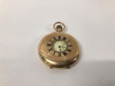 A VINTAGE GOLD PLATED "WALTHAM MASS" POCKET WATCH WITH ENAMELLED DIAL