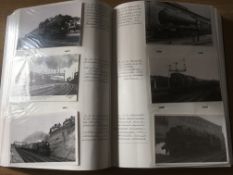 A COLLECTION OF POSTCARD SIZE PHOTOS OF TRAINS, LOCOMOTIVES ETC.