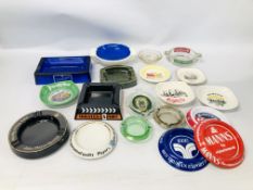 COLLECTION OF 19 ADVERTISING ASHTRAYS TO INCLUDE CARLTON WARE GUINNESS WADE, CARLSBERG ETC.