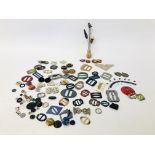 COLLECTION OF VINTAGE BUTTONS, BUCKLES AND HAT PINS ETC.