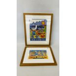 TWO FRAMED PRINTS BEARING PENCIL SIGNATURE ANDREW RUFFHEAD "I DO LIKE TO BE BESIDE THE SEASIDE" AND