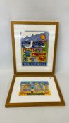 TWO FRAMED PRINTS BEARING PENCIL SIGNATURE ANDREW RUFFHEAD "I DO LIKE TO BE BESIDE THE SEASIDE" AND