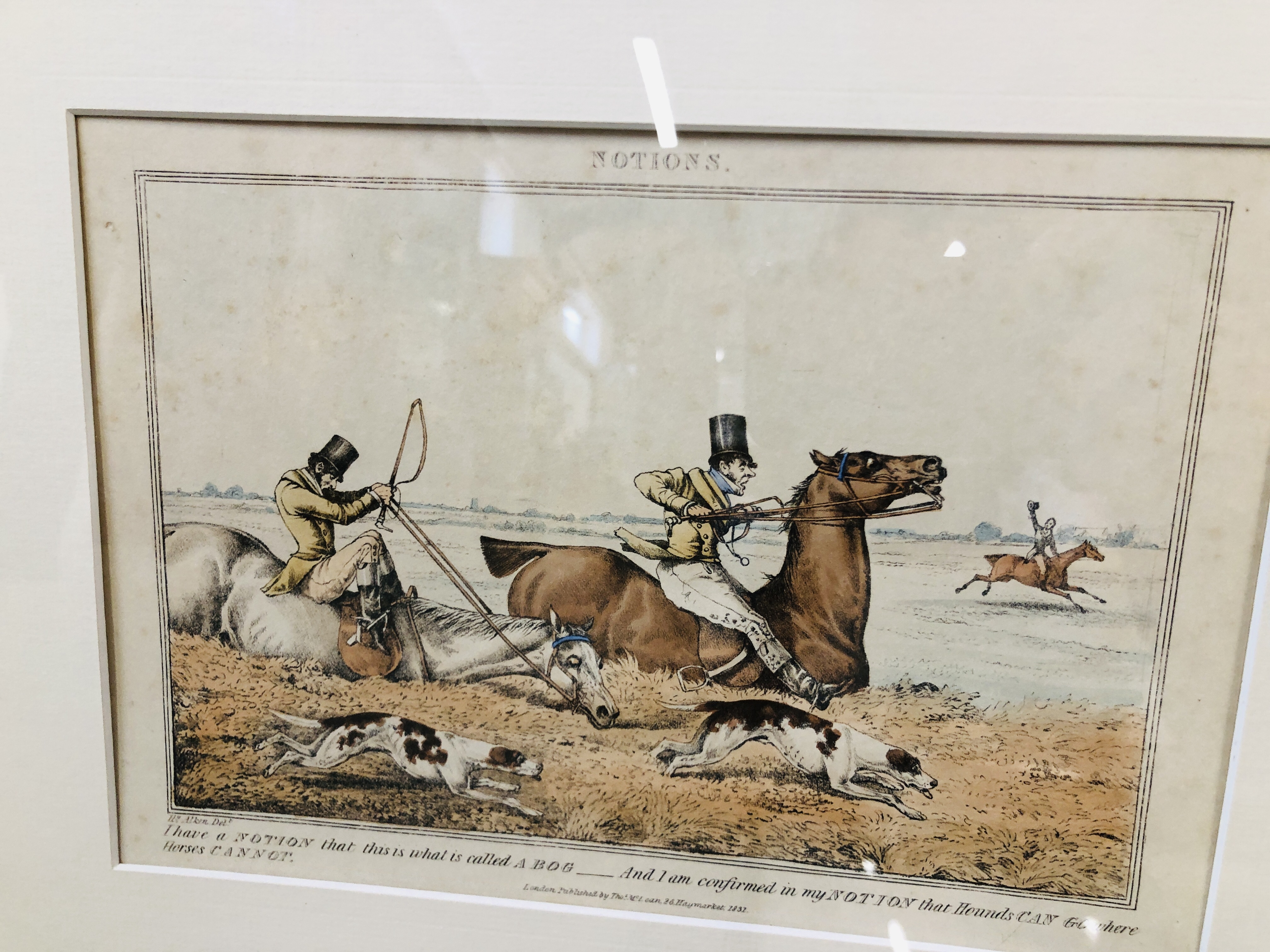 A PAIR OF C19th HUNTING PRINTS IN MAPLE FRAMES, 10. - Image 8 of 8