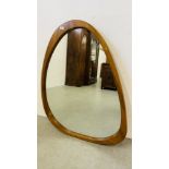 RETRO STYLE TEAK FRAMED MIRROR.