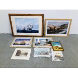 COLLECTION OF PRINTS TO INCLUDE HMS VICTORY LEADING THE LINE AT TRAFALGAR 1748/1805, E.