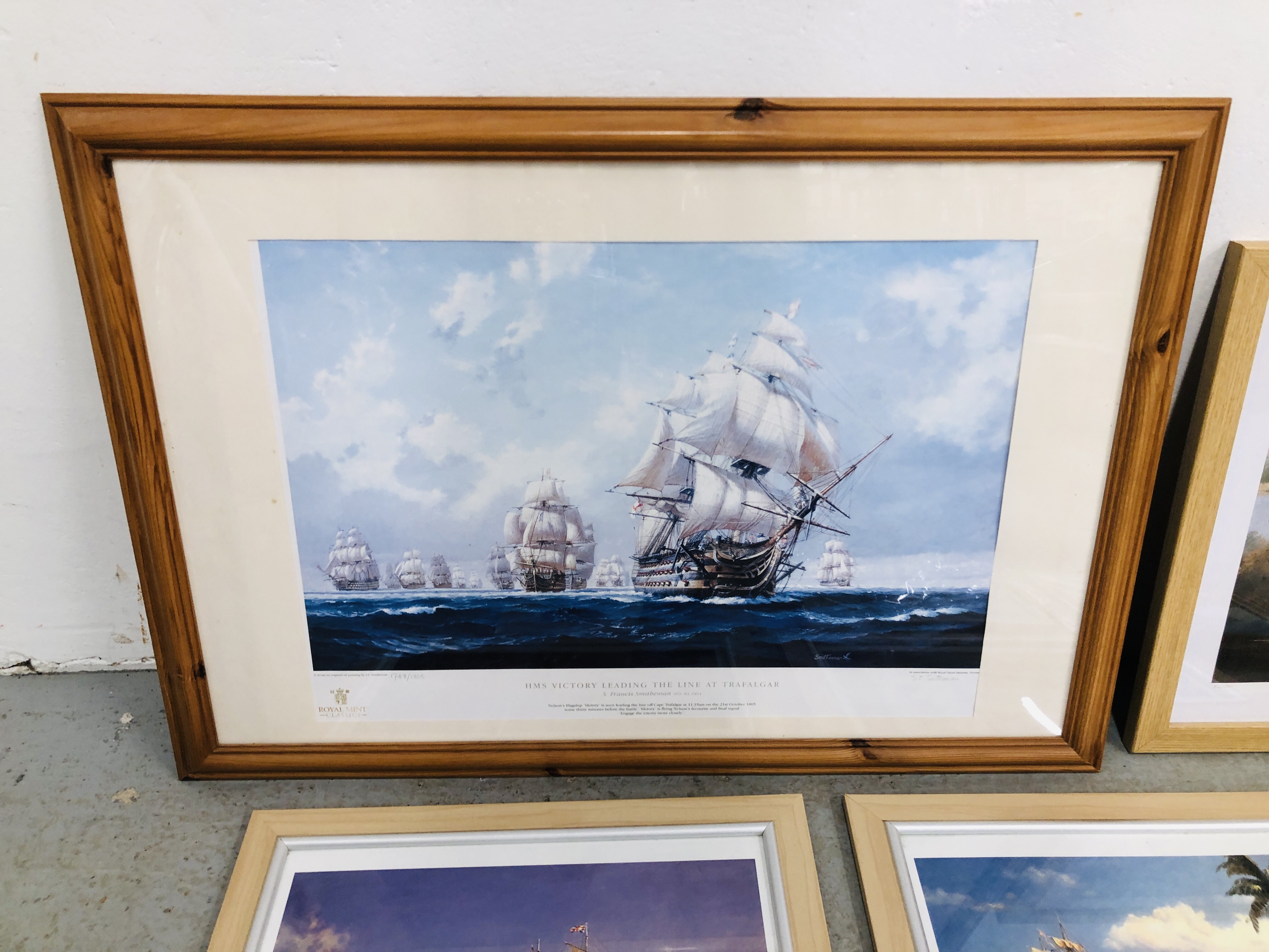 COLLECTION OF PRINTS TO INCLUDE HMS VICTORY LEADING THE LINE AT TRAFALGAR 1748/1805, E. - Image 4 of 5