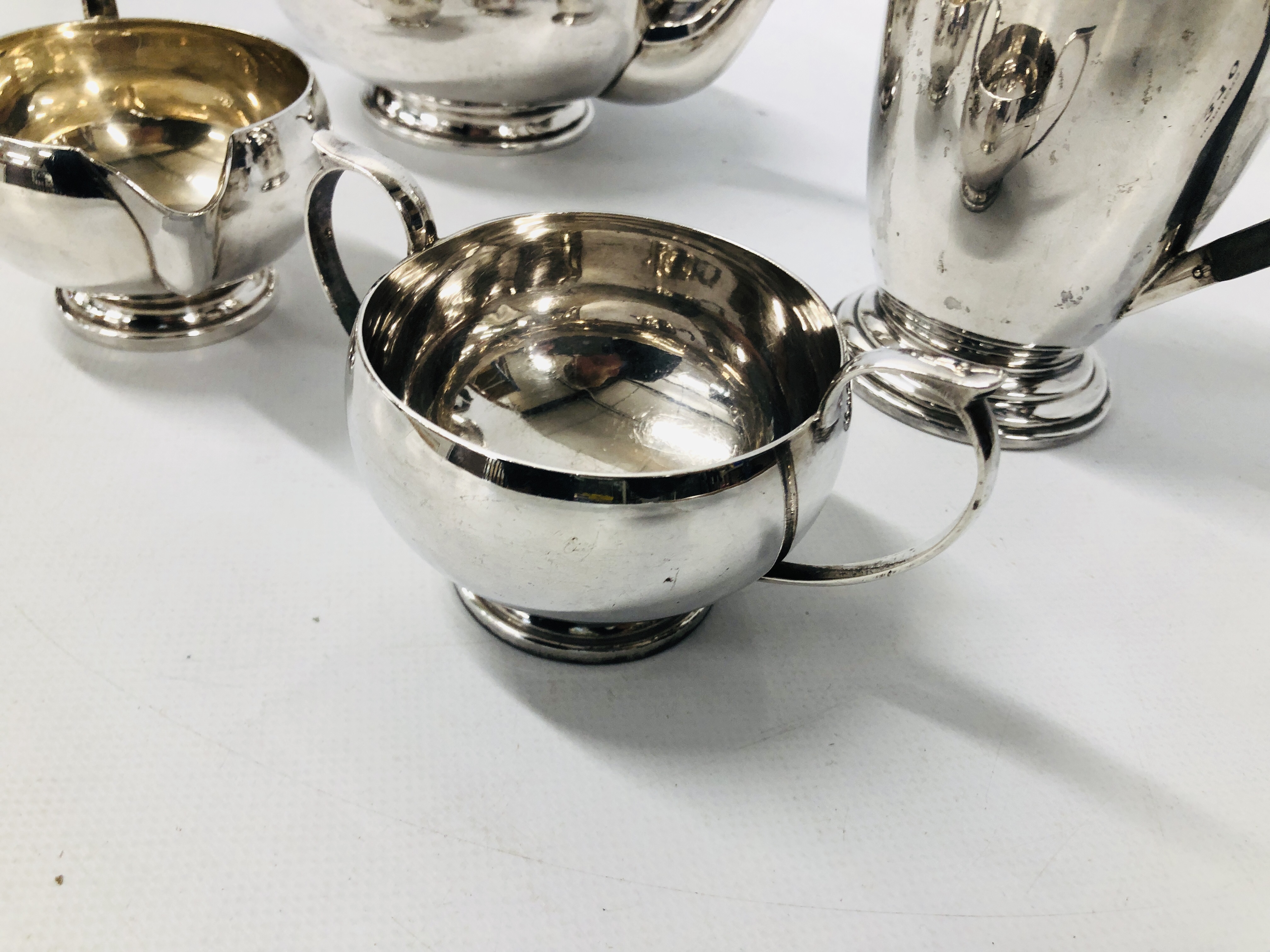 FOUR PIECE SILVER TEASET BIRMINGHAM 1945 MAKER G.B & Co (G.BRYAN & Co). - Image 2 of 7