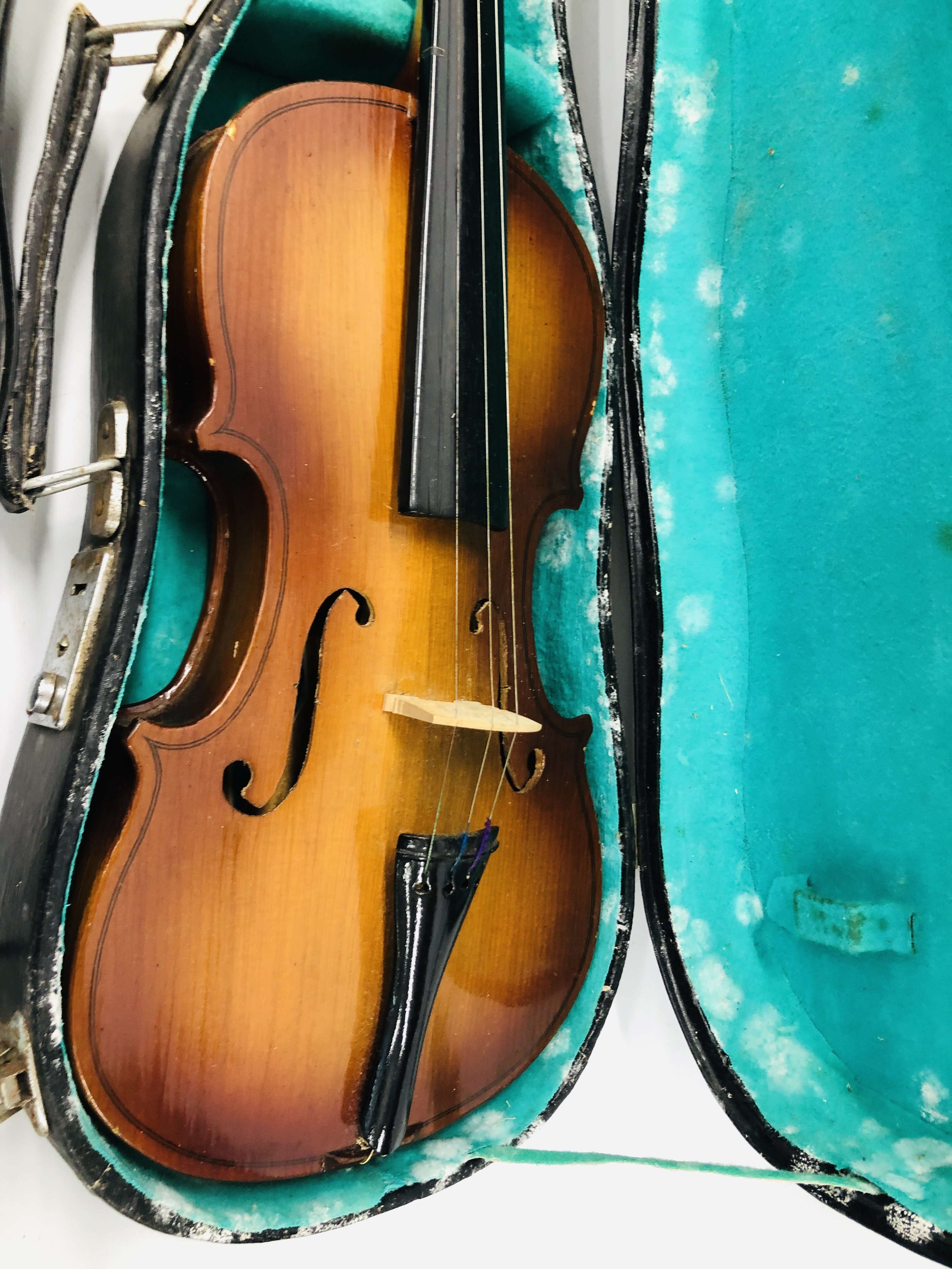 TWO VINTAGE VIOLINS IN FITTED HARD CASES - Image 6 of 11