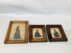 PAIR OF VINTAGE SILHOUETTES IN ROSEWOOD FRAMES + A FURTHER EXAMPLE IN A MAPLE FRAME.