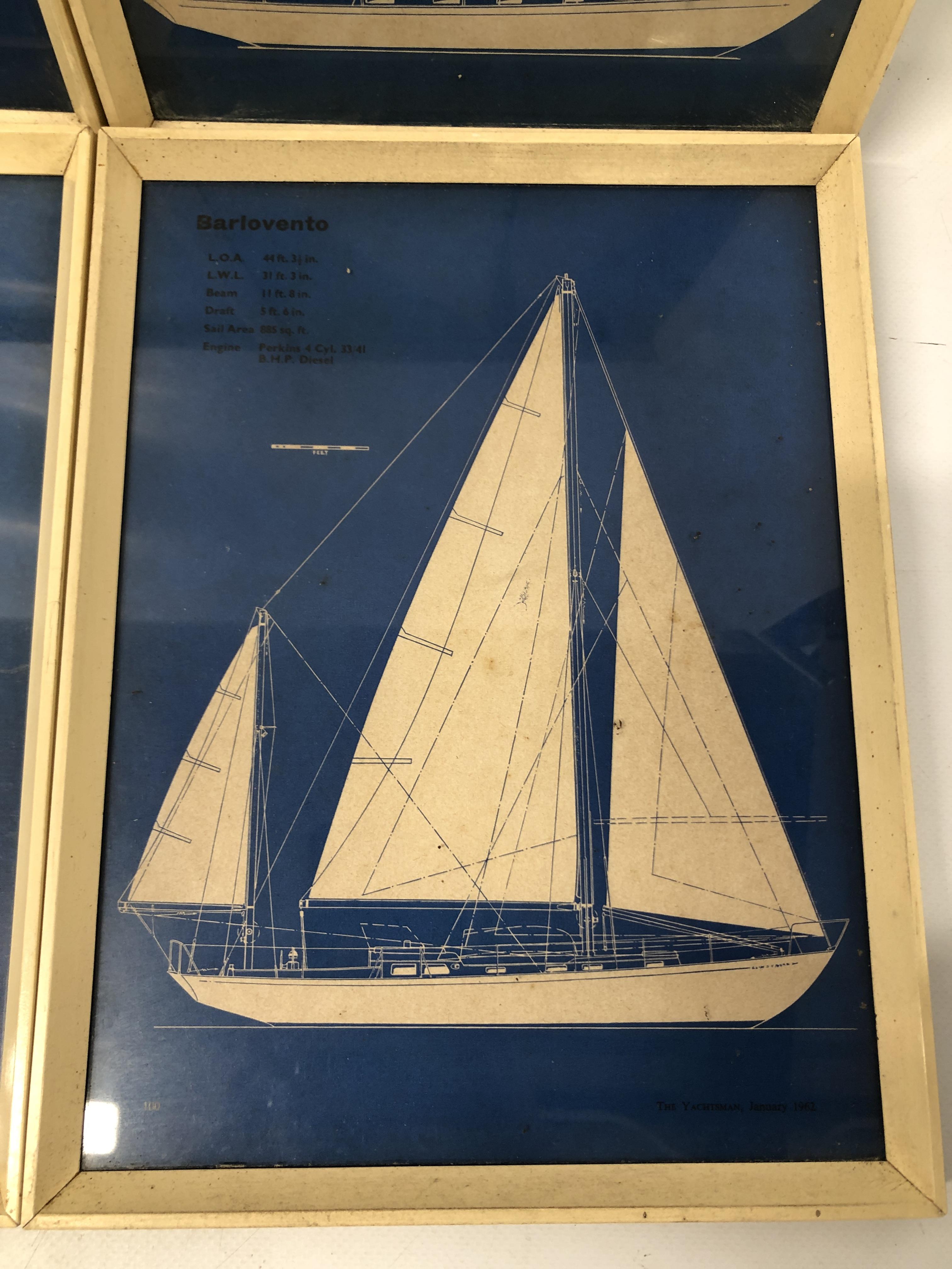 VINTAGE 6 X SET OF WHITE FRAMED PRINTS OF YACHTS APPROX 23 X 30 EACH. - Image 4 of 8