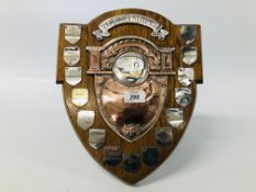 VINTAGE 1950'S OAK SHIELD TROPHY MIDLAND BANKS 'YOUNG SHIELD'