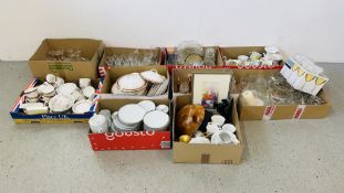 10 BOXES OF ASSORTED HOUSEHOLD CHINA AND GLASS WARE TO INCLUDE ROYAL DOULTON AND ROYAL GRAFTON TEA