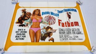 TWO ORIGINAL VINTAGE MOVIE ADVERTISING POSTERS TO INCLUDE "FATHON" AND BURT REYNOLDS IS "GATOR"