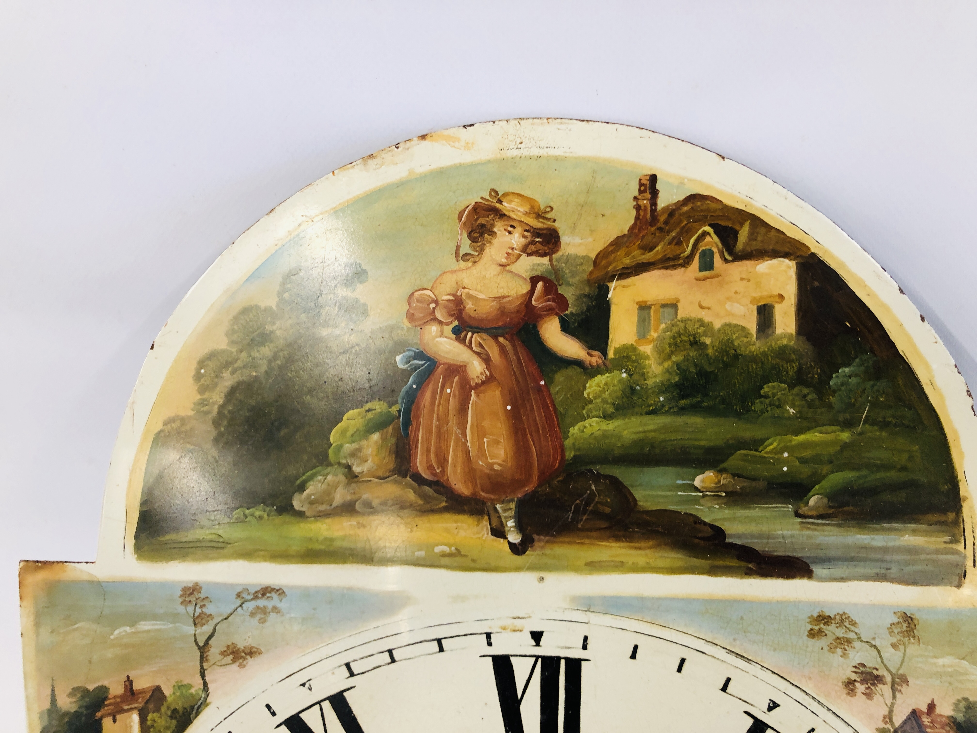 ANTIQUE GRANDFATHER CLOCK MOVEMENT WITH PAINTED FACE - Image 3 of 7