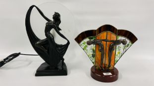 TWO ART DECO STYLE TABLE LAMPS (ONE A/F) - SOLD AS SEEN