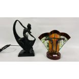 TWO ART DECO STYLE TABLE LAMPS (ONE A/F) - SOLD AS SEEN