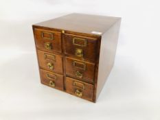 VINTAGE MAHOGANY SIX DRAWER FILING CABINET BEARING ORIGINAL MAKERS LABLE "LIBRARY SUPPLY CO.