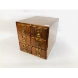 VINTAGE MAHOGANY SIX DRAWER FILING CABINET BEARING ORIGINAL MAKERS LABLE "LIBRARY SUPPLY CO.