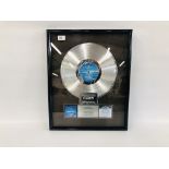 FRAMED AND MOUNTED JOURNEY PLATINUM SALES AWARD FOR RAISED ON RADIO ALBUM (1 MILLION COPIES).