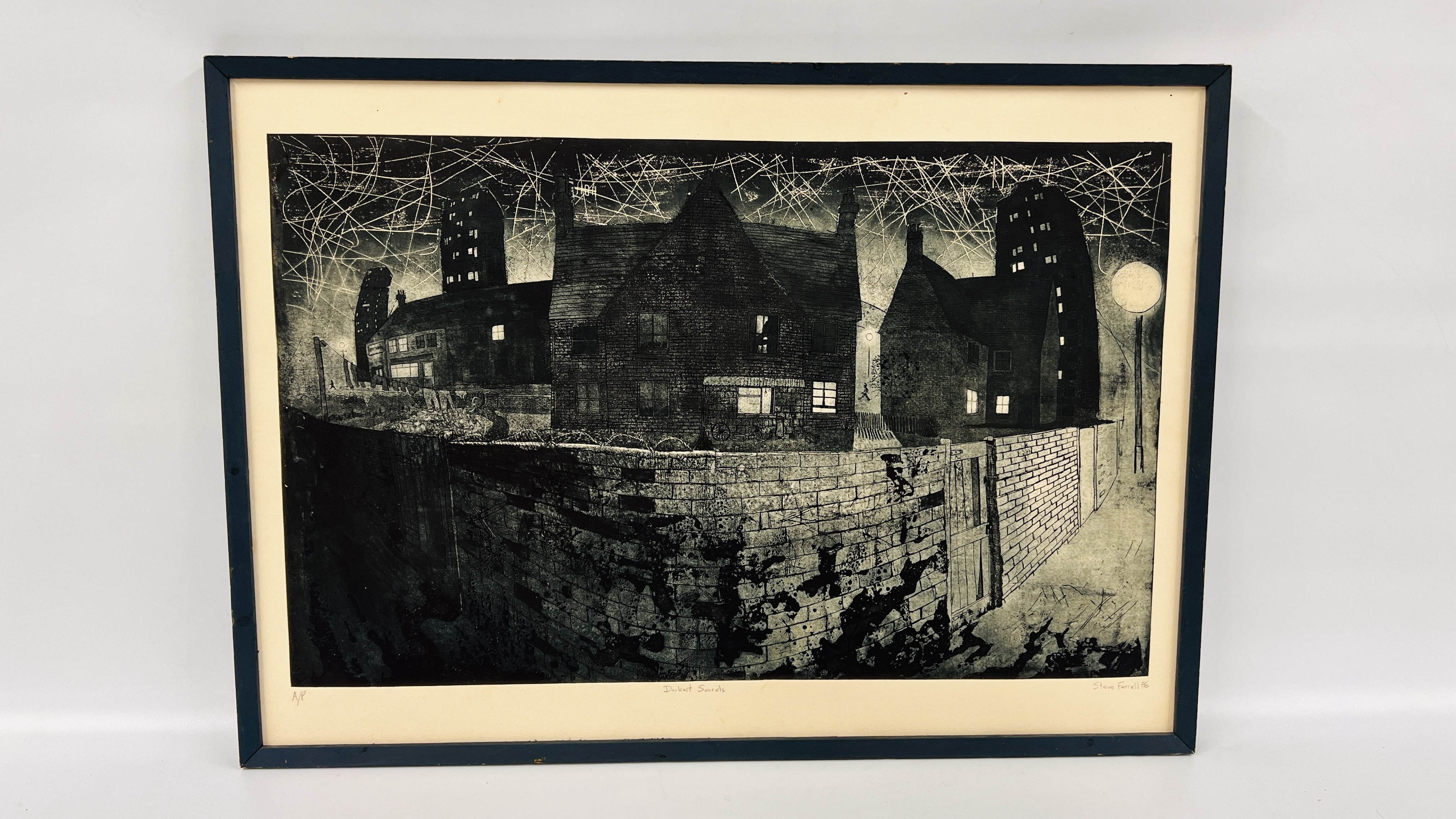 STEVE FARRELL '86 "DARKEST SECRET" SCREEN PRINT WIDTH 73CM. HEIGHT 45CM.