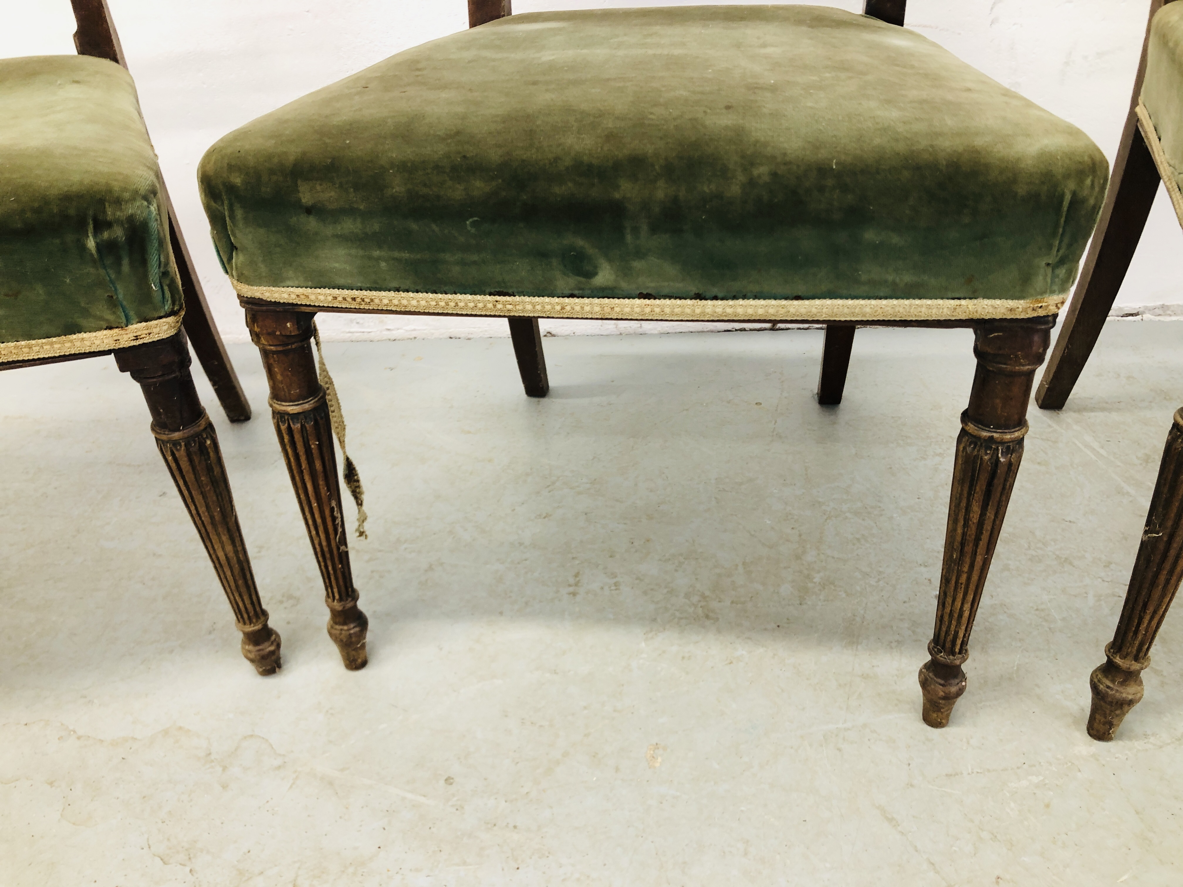 A SET OF THREE GEORGIAN OAK CHIPPENDALE CHAIRS ON REEDED LEG - Image 7 of 10