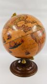 MODERN REPRODUCTION GLOBE ON A CIRCULAR HARDWOOD BASE