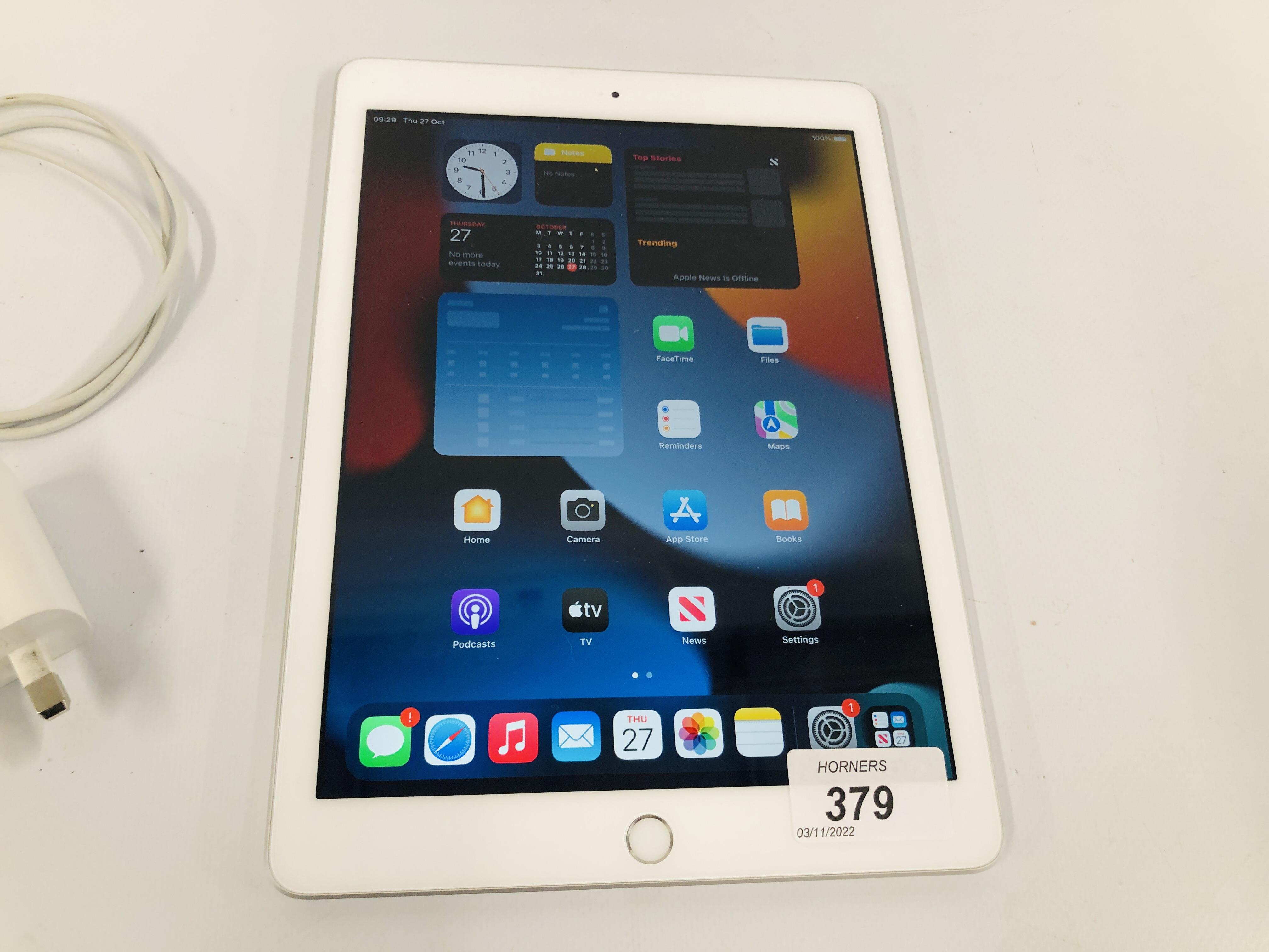 IPAD 6th GENERATION 32 GB MODEL MR7G2B/A, SN FX8JF8K AND CHARGER - SOLD AS SEEN. - Image 2 of 4