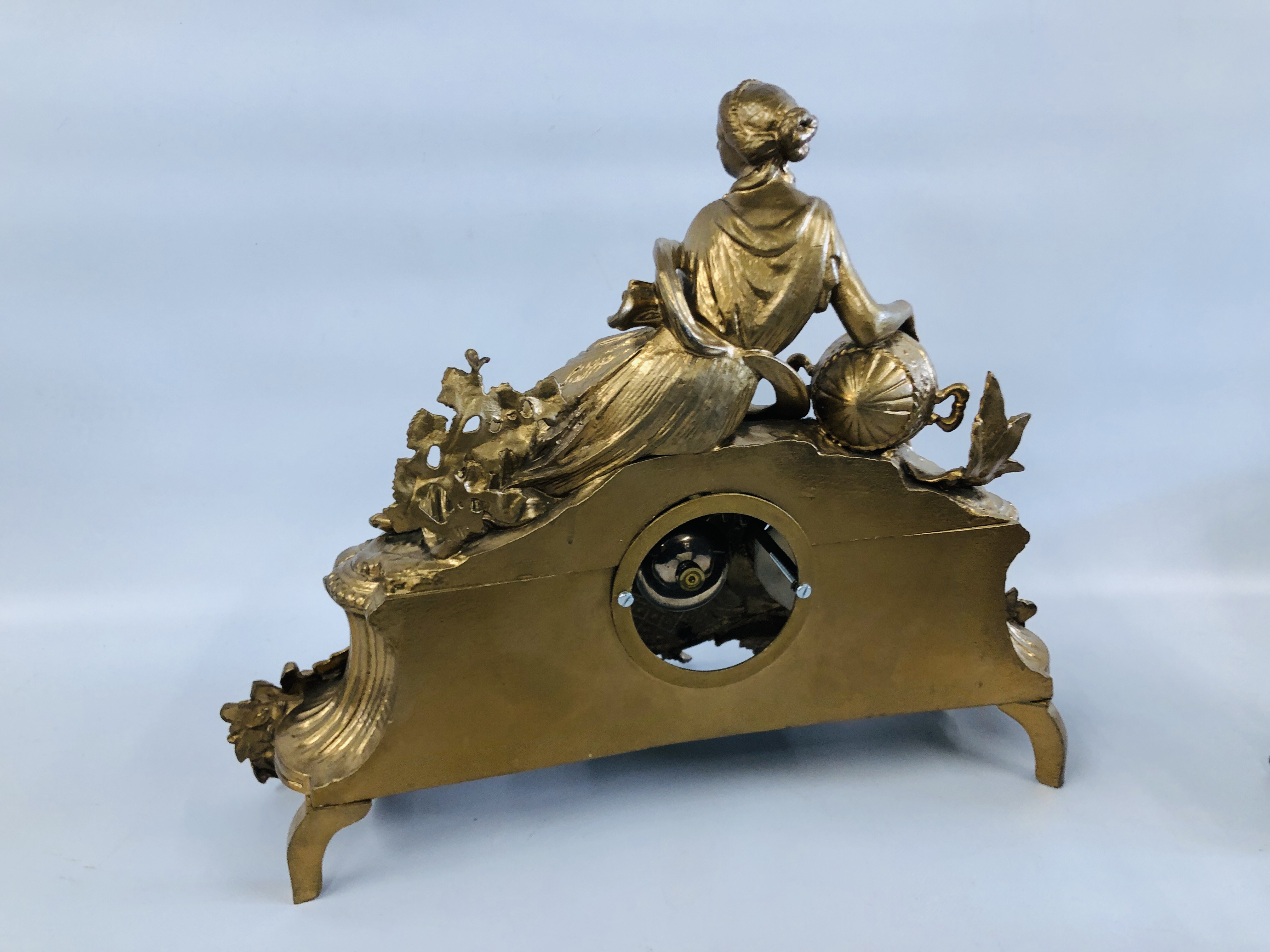 3 X DECORATIVE ORNATE GILT FINISH MANTEL CLOCKS OF CLASSICAL DESIGN. - Image 8 of 8