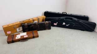FIVE VARIOUS HARD GUN TRANSIT CASES TO INCLUDE PLASTIC,