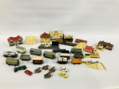 SMALL COLLECTION OF 00 GAUGE ROLLING STOCK VARIOUS TRACKSIDE BUILDINGS AND TRACK BUFFERS + 3 LESNEY