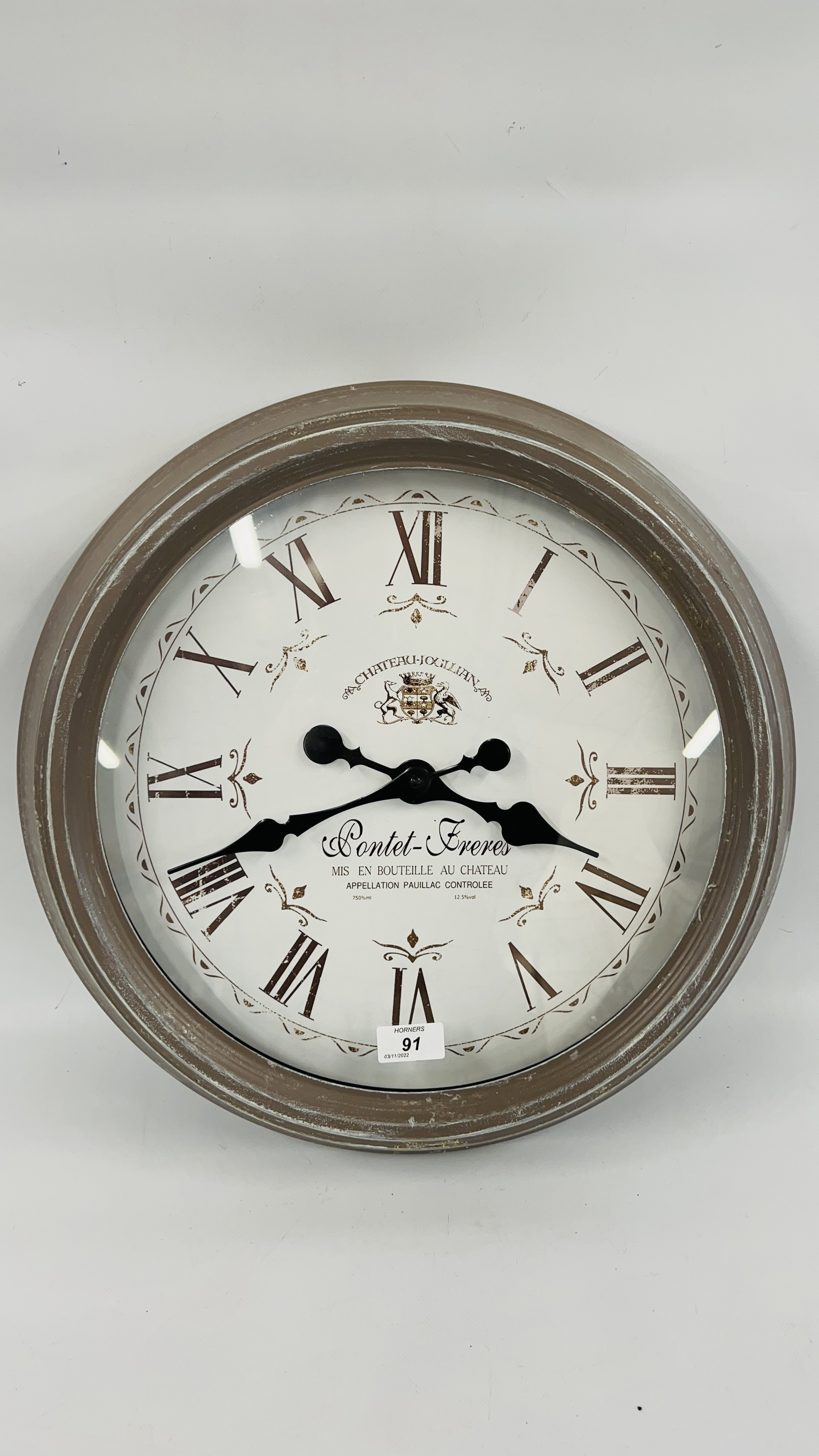 SHABBY CHIC FRENCH STYLE WALL CLOCK DIA. 47CM.