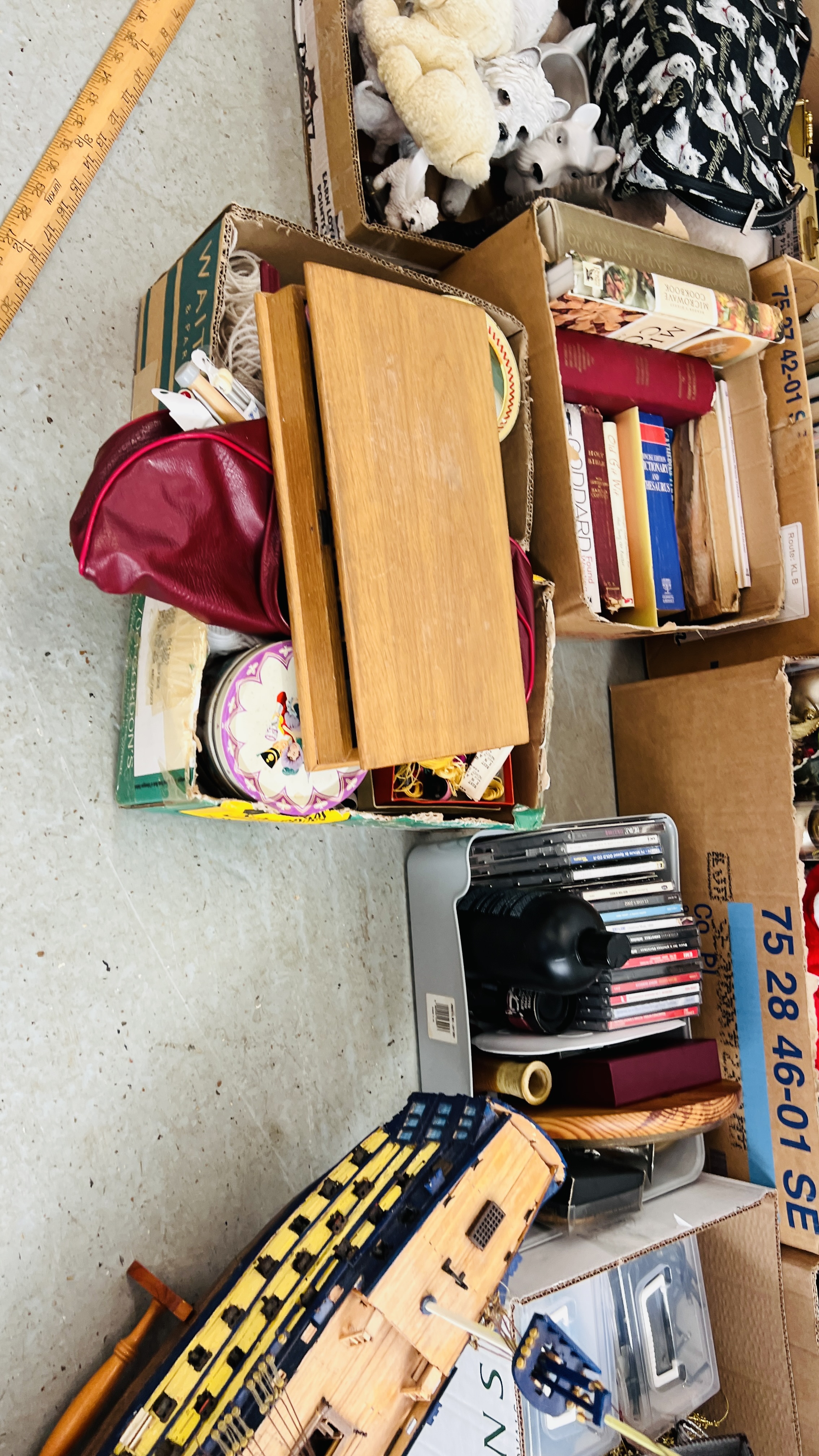 12 BOXES OF ASSORTED HOUSEHOLD SUNDRIES TO INCLUDE BOOKS, CD'S, SEWING AND KNITTING ACCESSORIES, - Image 11 of 13