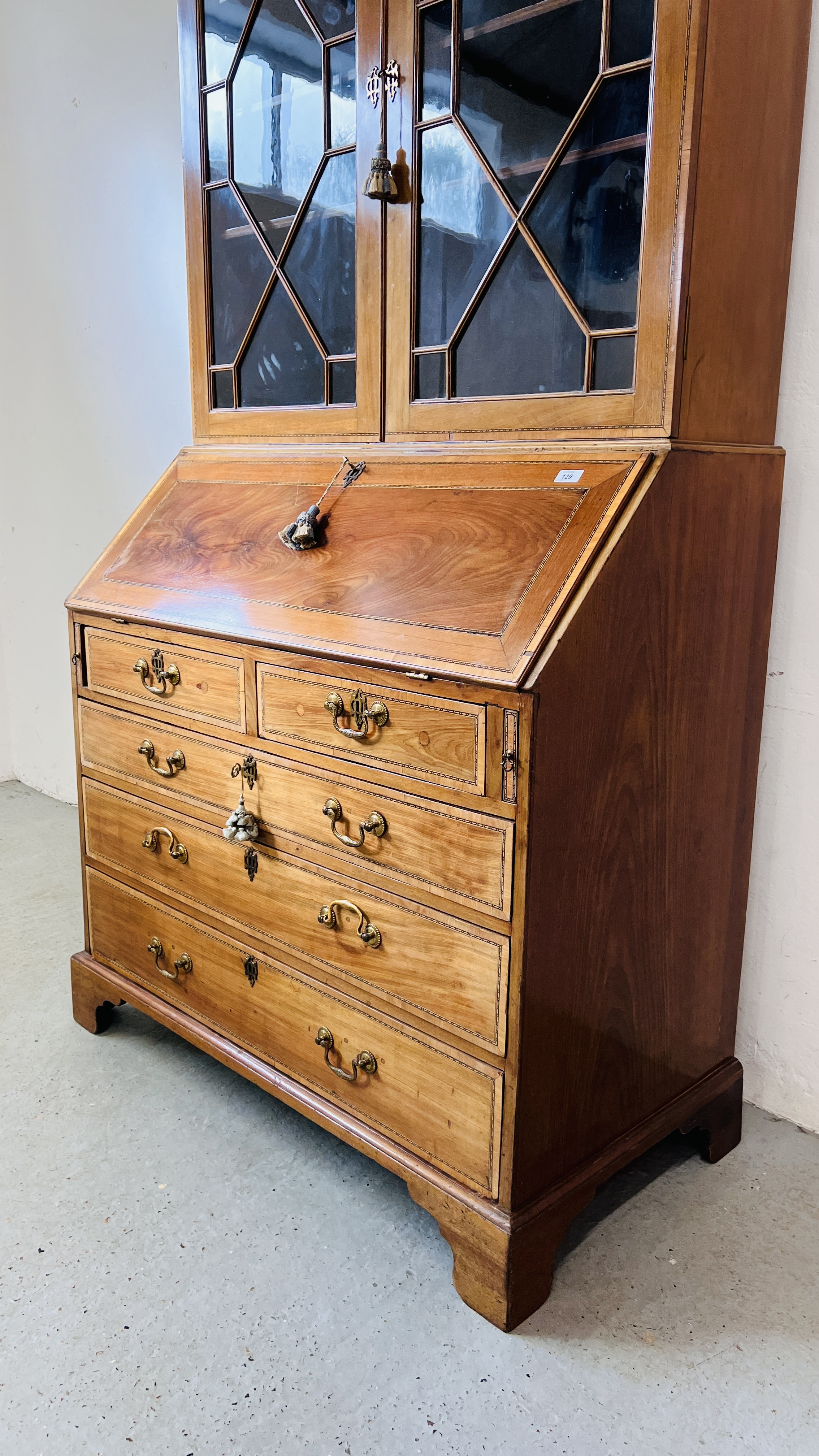 AN IMPRESSIVE EDWARDIAN MAHOGANY BUREAU BOOKCASE WITH WELL FITTED INTERIOR, - Image 3 of 28