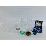 COLLECTION OF GOOD QUALITY CUT GLASS CRYSTAL TO INCLUDE HOCK GLASSES AND DECANTERS,