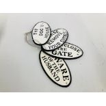 (R) 4 OVAL CAST IRON SIGNS