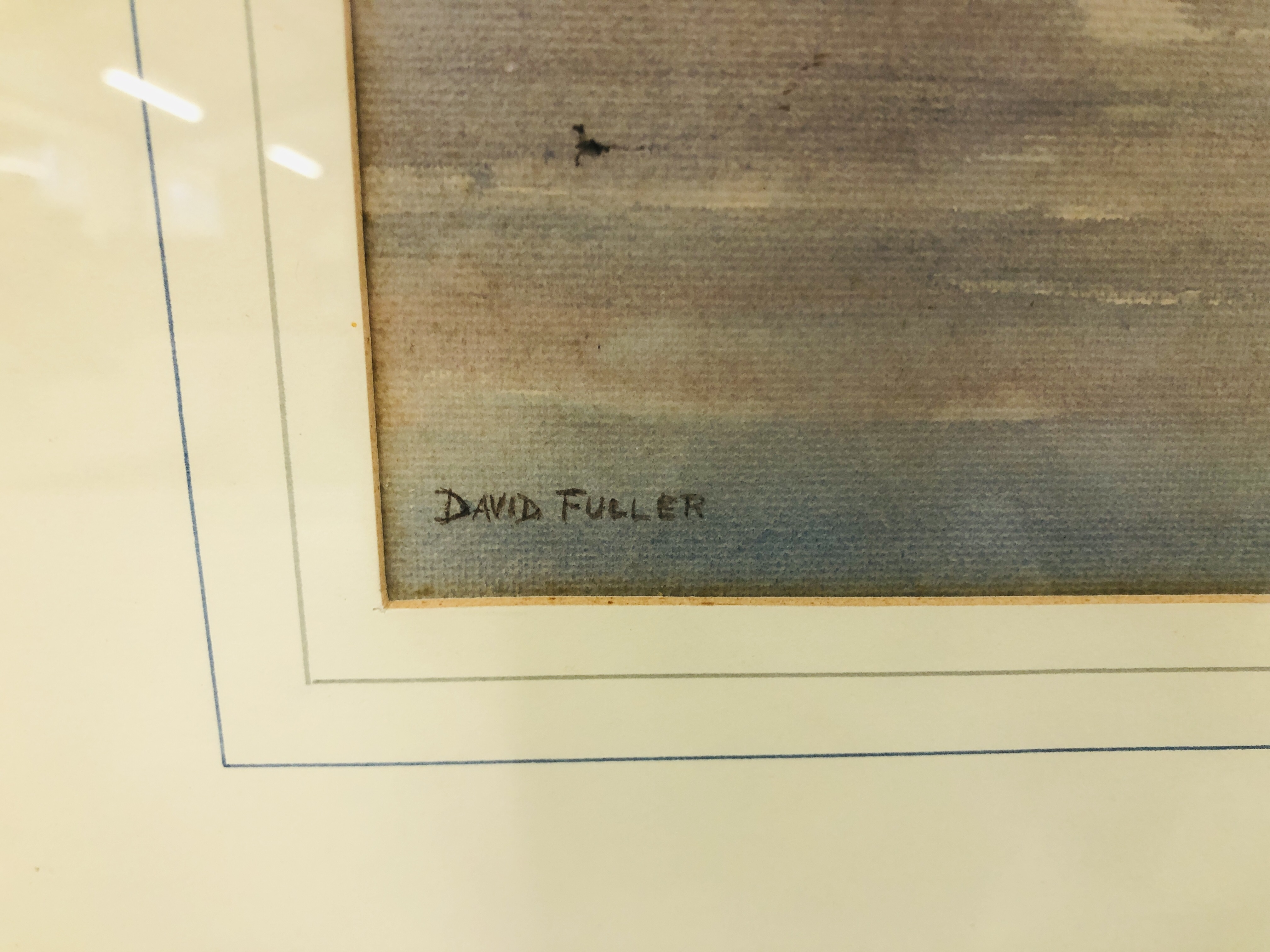 A FRAMED ORIGINAL WATERCOLOUR "BREEZY DAY ON HORSEY WIERE" BEARING SIGNATURE DAVID FULLER WIDTH - Image 3 of 4