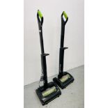 TWO GTECH K9 AIR RAM 22V LITHIUM-ION CORDLESS VACUUM CLEANERS COMPLETE WITH ONE BATTERY AND CHARGER