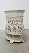 A DECORATIVE PIERCED CAST IRON STICK / UMBRELLA STAND, HEIGHT 52CM.